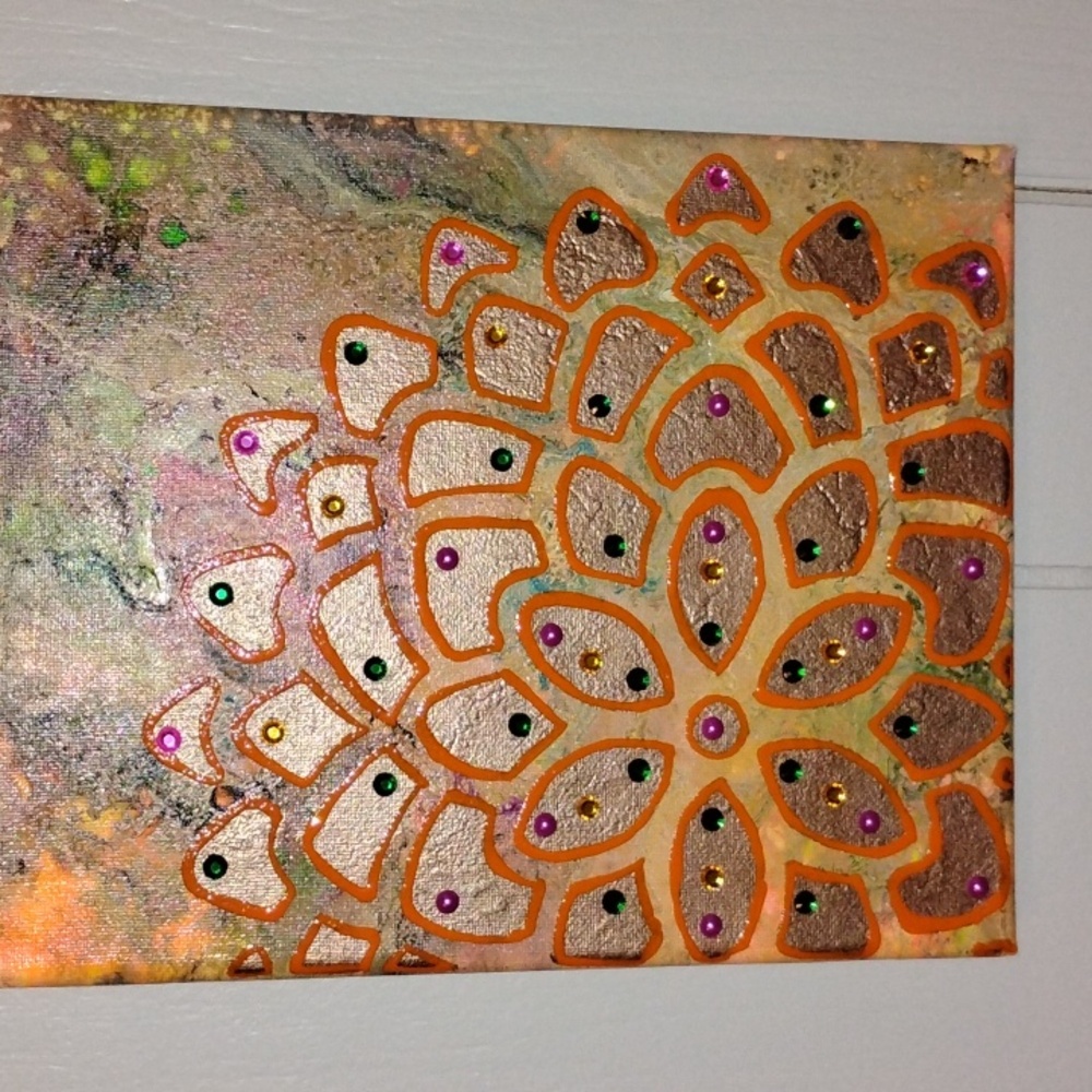 Hand painted/8x10 poured canvas